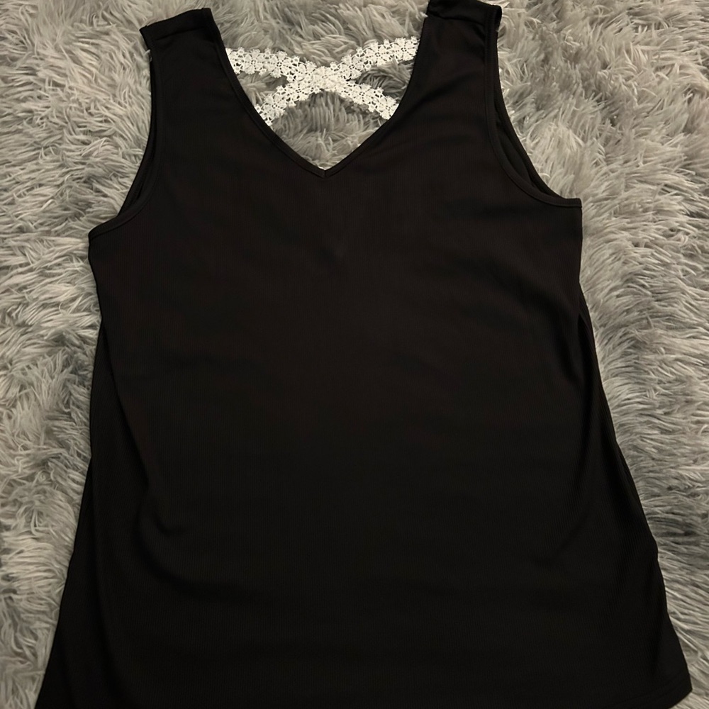 SHEIN Black Lace Back Tank Top